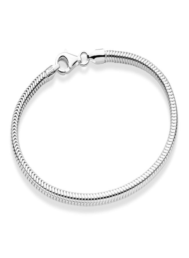 Miabella Italian 925 Sterling Silver Solid 3mm Snake Chain Bracelet for Women Men, Made in Italy (Length 7.0 Inches (X-Small)) - Image 1